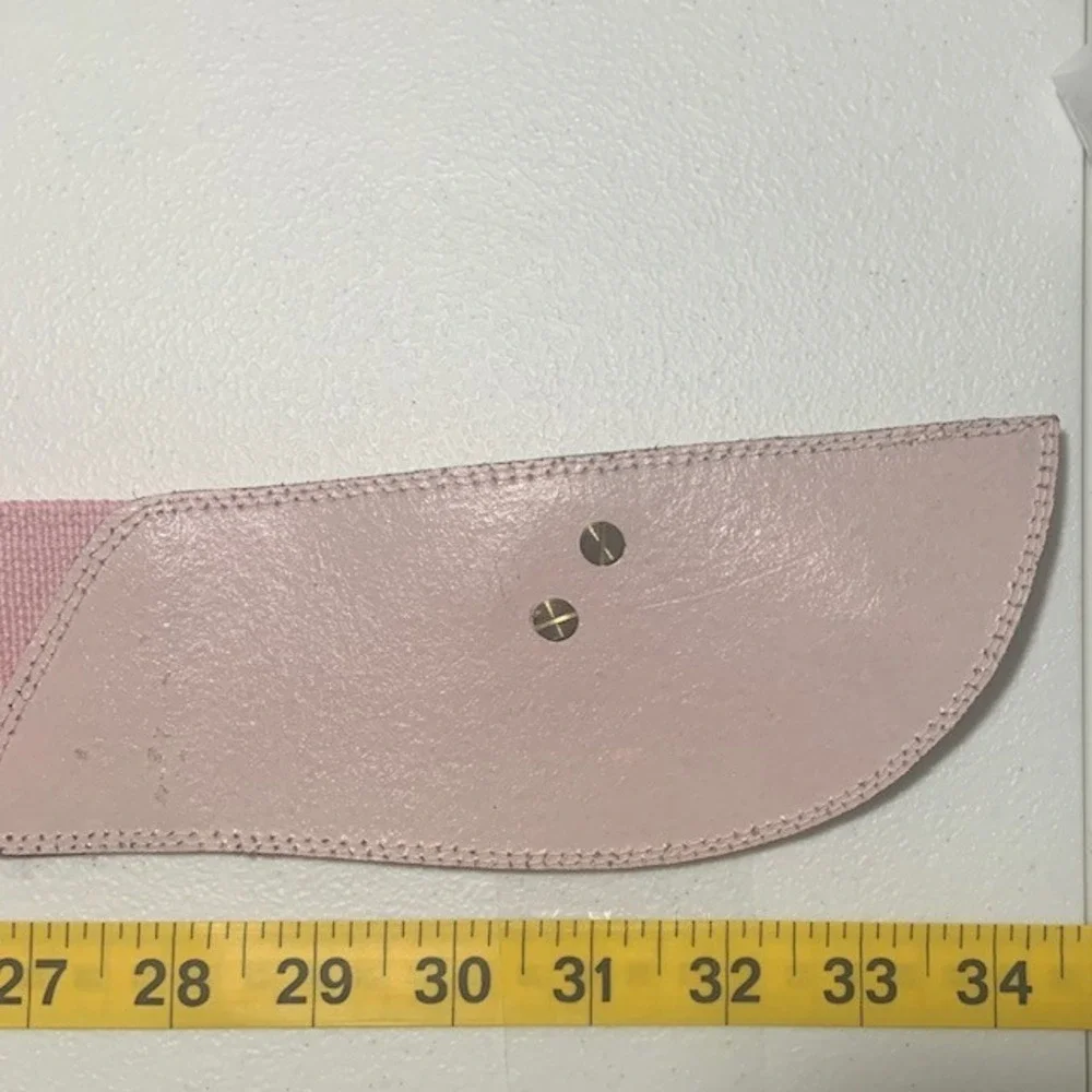 Y2K Pink Wide Stretch Belt M/L Silver Statement Buckle Retro Mod Cinch Waist